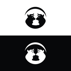 Bull animal vector logo design . Bull icon . Bull silhouette 