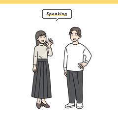 Obraz premium シンプルな男女のポジティブな立ち姿セット イラスト素材