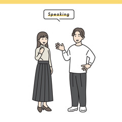 シンプルな男女のネガティブな立ち姿セット　イラスト素材