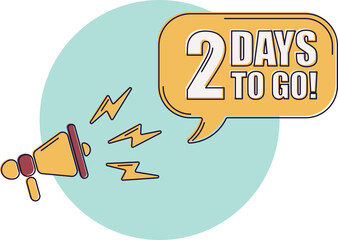 Number 2 of days left to go. Badge with, sale, landing page, banner. Icons with color shapes.