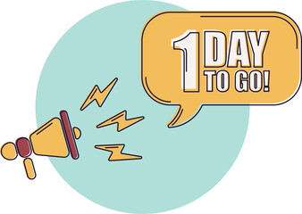 Number 1 of days left to go. Badge with, sale, landing page, banner. Icons with color shapes.