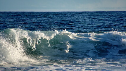 Waves breaking on the beach in Zipolite, Mexico