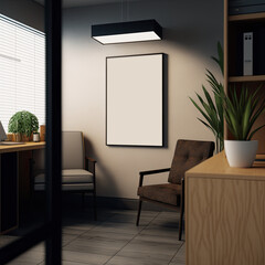 Mockup - office interior with blank board - created with generative ai