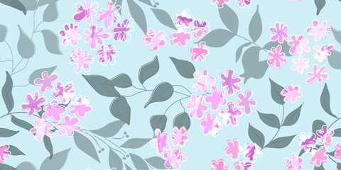 Seamless pattern with lilac flowers.Abstract floral background for covers,textiles,wallpaper and other uses
