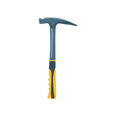 Roofing hammer with plastic handle isolated on white background. Hammer flat vector illustration. Construction, home repair, carpentry concept