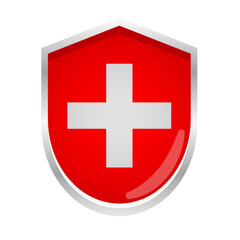 Swiss Flag Badge Shield Shape