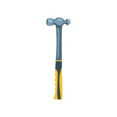 Locksmith hammer with plastic handle isolated on white background. Hammer flat vector illustration. Construction, home repair, carpentry concept