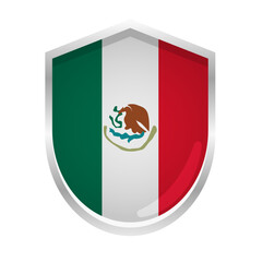 Mexico Flag Badge Shield Shape