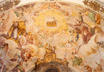 Poster VALENCIA, SPAIN - FEBRUAR 16, 2022: The baroque fresco with Lamb of God , St. Peter and Andrew in the church San Juan de la Cruz. © Renáta Sedmáková