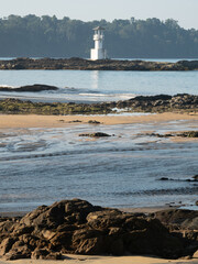 Fototapeta na wymiar Lighthouses help guide ships to the right shore