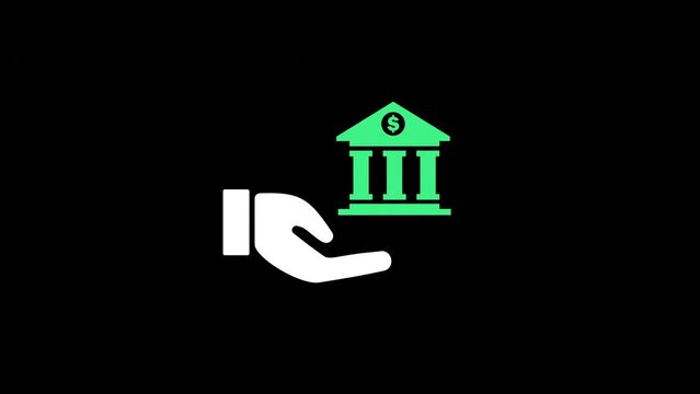 Bank service hand icon animation.4K motion animation.