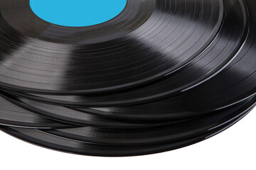 stack of vinyl records with music