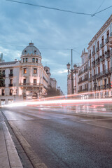 Fototapeta premium Granada, Spain; 10-27-2022: Street photography long exposure cloudy day