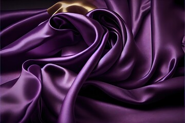 Fototapeta premium Generative AI illustration of soft silk colorful fabric, texture and background
