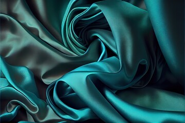 Obraz premium Generative AI illustration of soft silk colorful fabric, texture and background
