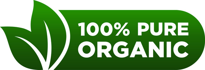 Fototapeta premium 100% Organic Pure Natural Badge Label Seal Sticker logo design inspiration