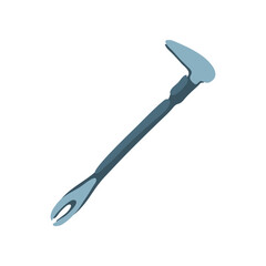 Metallic nail puller flat vector illustration. Cartoon drawing of instrument for repair work isolated on white background. Carpentry, construction concept