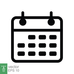 Calendar line icon. Simple outline style. Schedule, date, day, plan, symbol concept. Vector illustration isolated on white background. EPS 10.