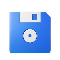 blue vintage floppy disk save data on storage symbol user interface theme 3d illustration render icon isolated