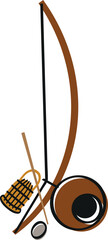 Brazil capoeira berimbau set. Vector icon illustration