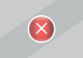 3d check wrong alert icon on white background. negative check list button choice for false, correct, tick, problem, 3d alert fail on application. emergency icon vector 3D rendering illustration