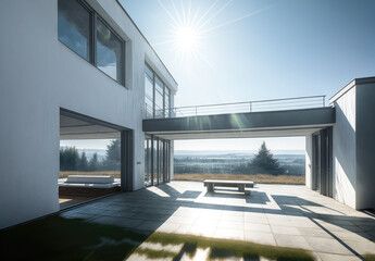 Fototapeta premium Modern luxury villa exterior in minimal style