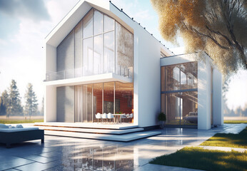 Modern luxury villa exterior in minimal style