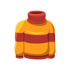 Sweater sticker. Vector illustration of cute fall item. Cartoon sweater isolated on white background. Autumn decor concept
