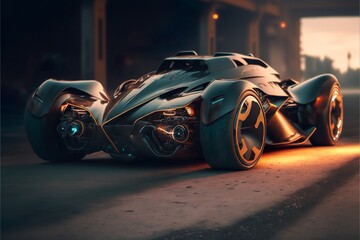 Futuristic Concept Car: Bold and Innovative Front View Design. Generative ai