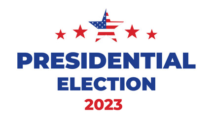Fototapeta na wymiar Election day. 2023 American Presidential Election . Vector colors banner with slats . Vote in USA . Illustration on white background . 10 eps
