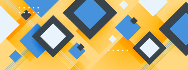 Fototapeta premium Yellow and blue abstract square banner background. Vector illustration