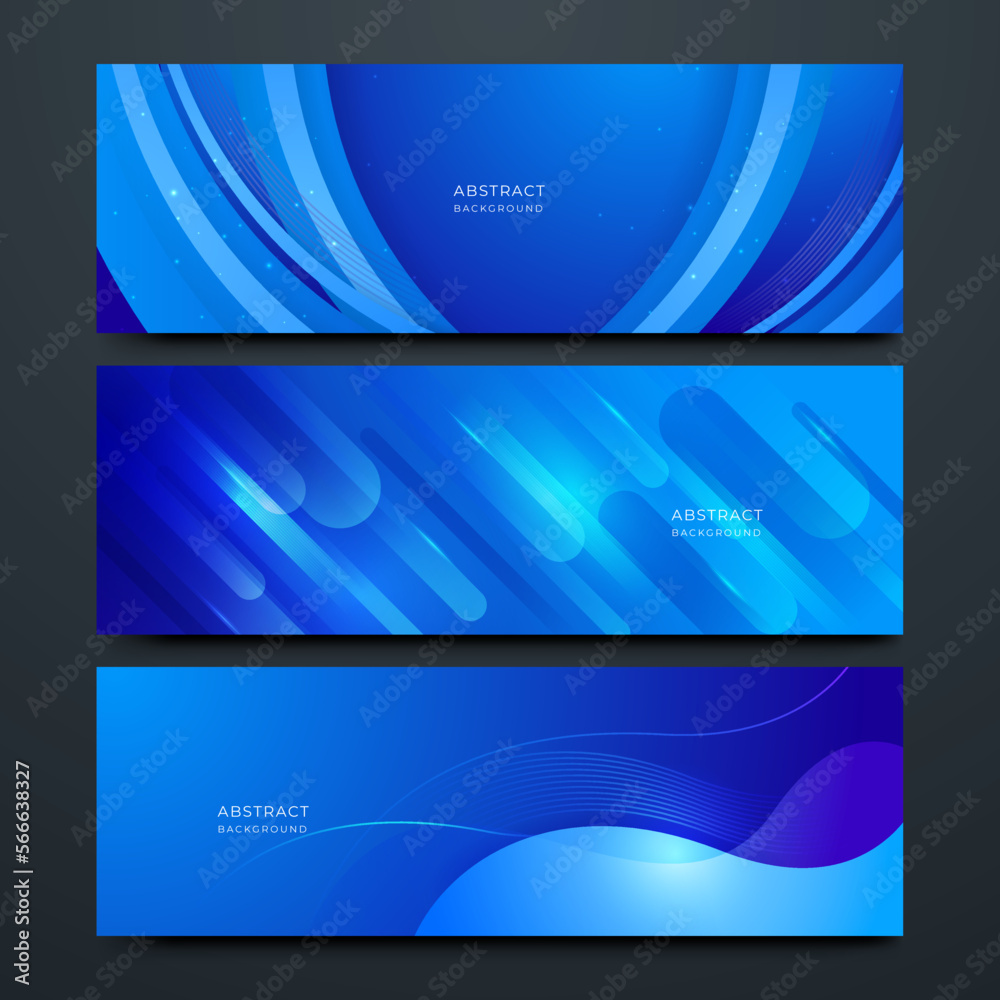 Wall mural abstract blue banner background. technology abstract banner design. shiny vector shaped background. 