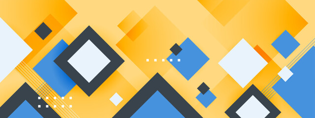 Yellow and blue abstract square banner background. Vector illustration