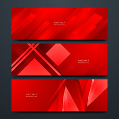 Dynamic red geometric with colorful gradient background banner