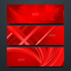 Abstract red vector banner background with stripes. Design template for brochures, flyers, magazine and social media ads