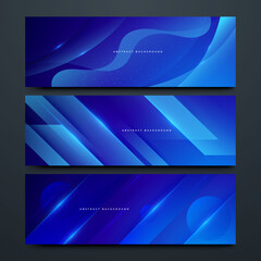Modern blue banner background with shiny glowing line futuristic technology style