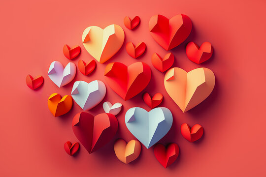 AI generated image of various hearts on studio