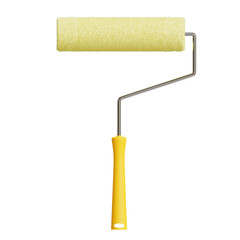 Fototapeta premium paint roller icon 3d illustration industrial construction home decor tool yellow design paint wall or for painter isolated on white background image- with clipping path
