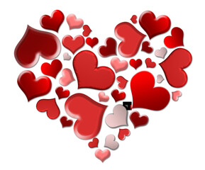 heart in heart with pink white and red love transparent background
