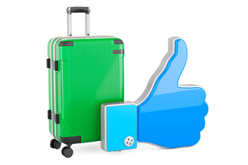 Obraz premium Luggage with like icon, 3D rendering