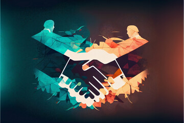 Handshake of business partners. Concept of Deal, Partnership, Teamwork, Connection. Ai generated.