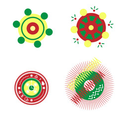 Set of four abstract circular ornaments. Design elements. Vector illustration.