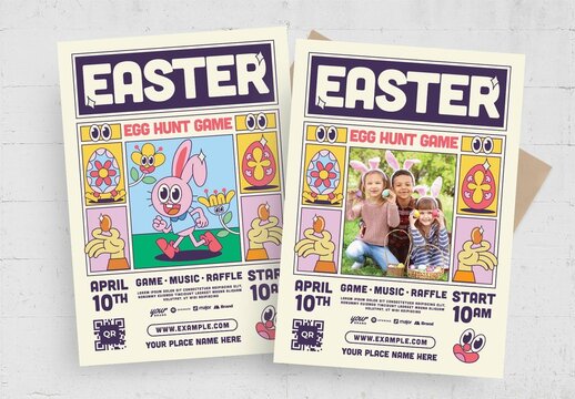 Retro Easter Flyer Poster Layout