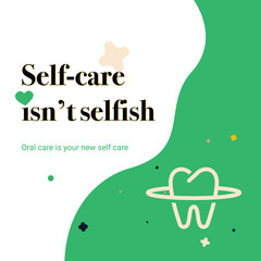 Oral care is new self-care Instagram template. Instagram banner for Oral care. Dental care poster. 