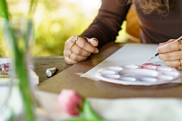 Artist drawing by artist brush mix color acrylic water color oil painting on art creativity and part therapy