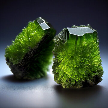 Generative AI: Close up look at a beautiful Moldavite Tektite.