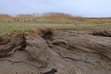 Das Watt bei Hilgenriedersiel bei Ebbe.im Winter