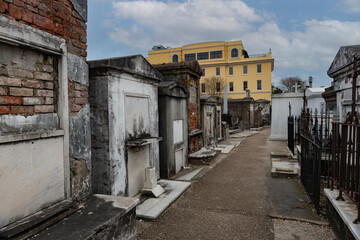 Old dark cemetery in need of repair