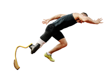 athlete runner with disability start running sprint