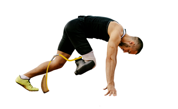 athlete runner with disability start running